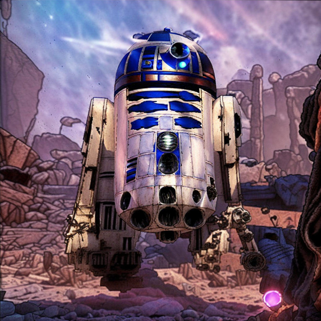 00587-2428819852-[[3d render]] of ((star wars r2d2)) in the style of stbtc, ((casino aesthetic)), ((standing in a dark room)), dirty walls, damag.png